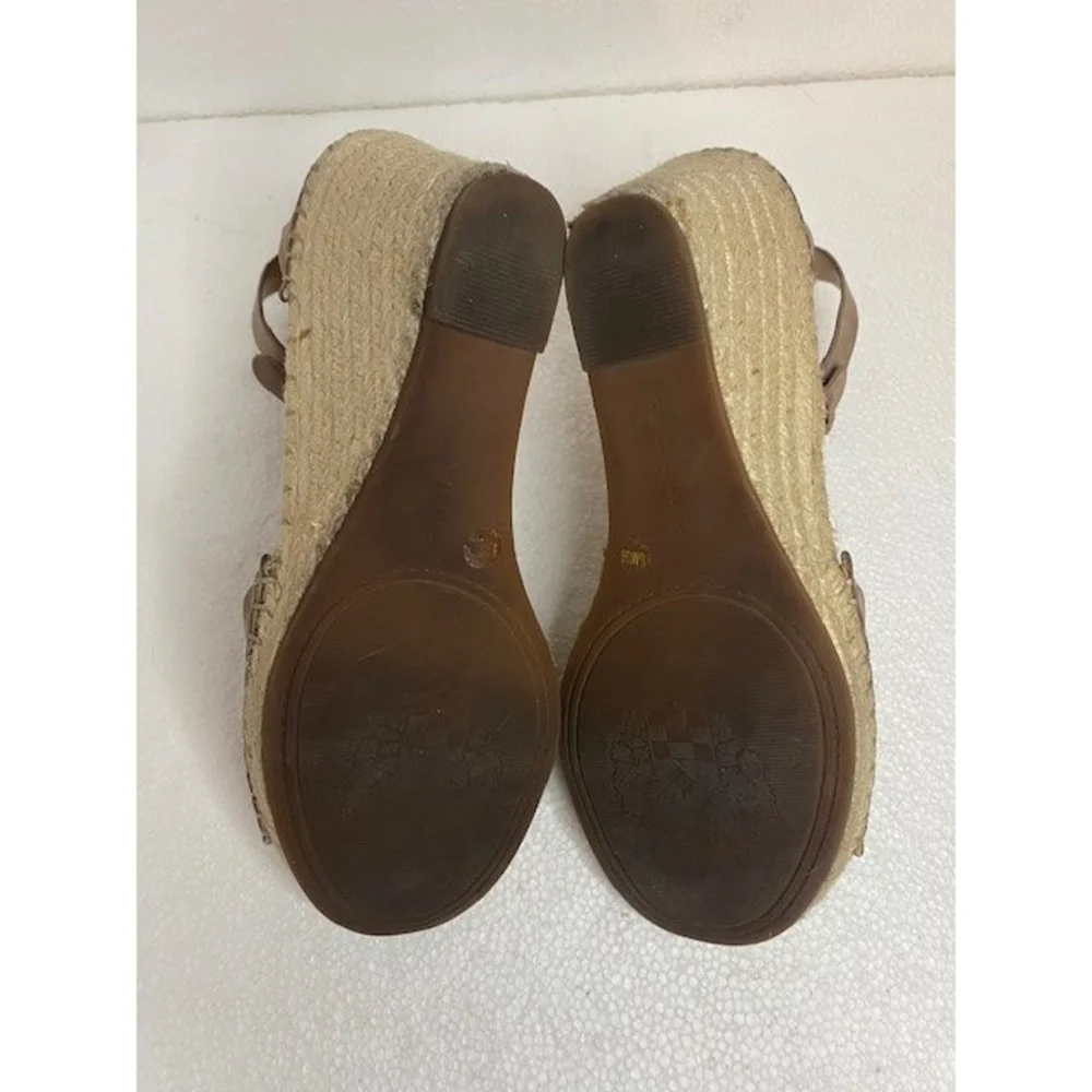 Women's Vince Camuto Tan Wedge Ankle Strap Leather Upper Size 8.5
